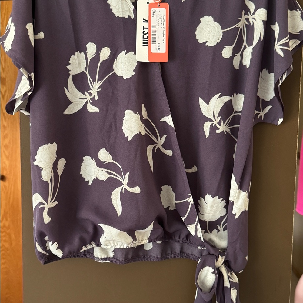 West Kei Purple Floral Wrap Blouse
